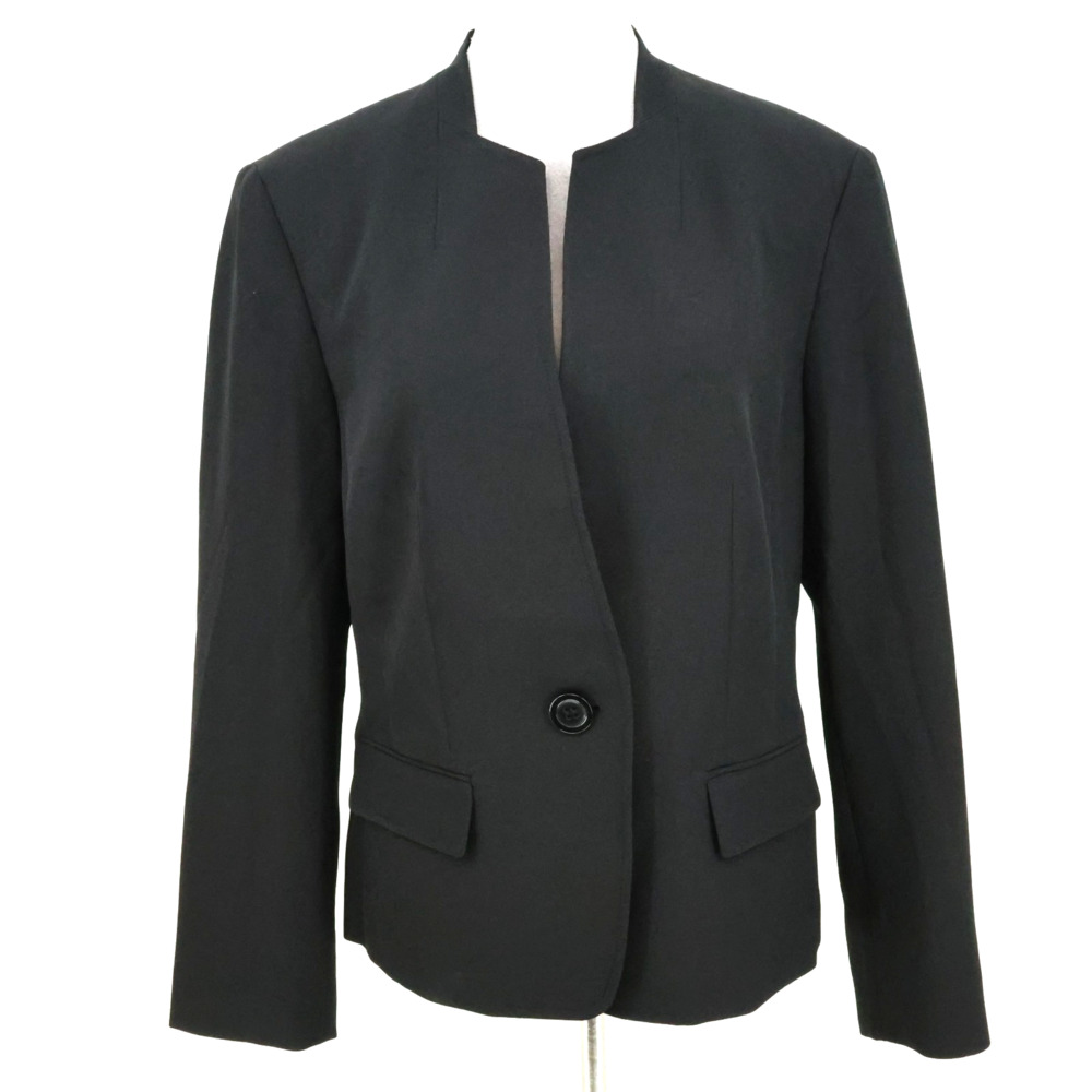 Jones Studio Jacket Womens 14 Black Stretch Lined Pockets Blazer Career